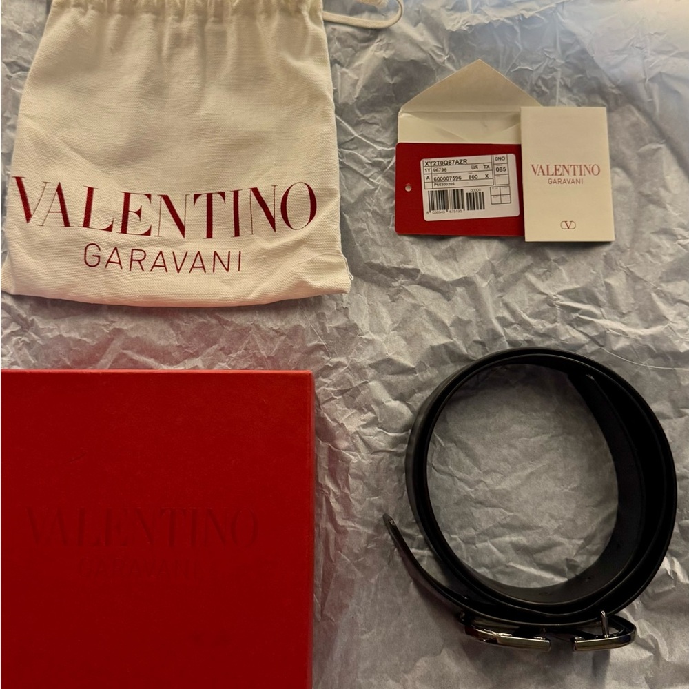 Valentino Black Belt with Silver Buckle